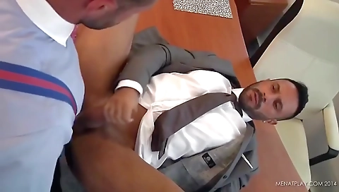 Sexy busty brunette gets banged by a huge cock