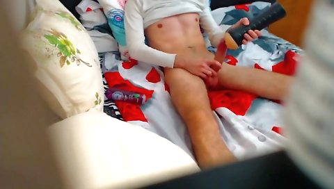 Sexy blonde's tight pussy with a toy in her dull