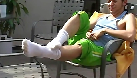 My friend's sexy feet in a hot tub